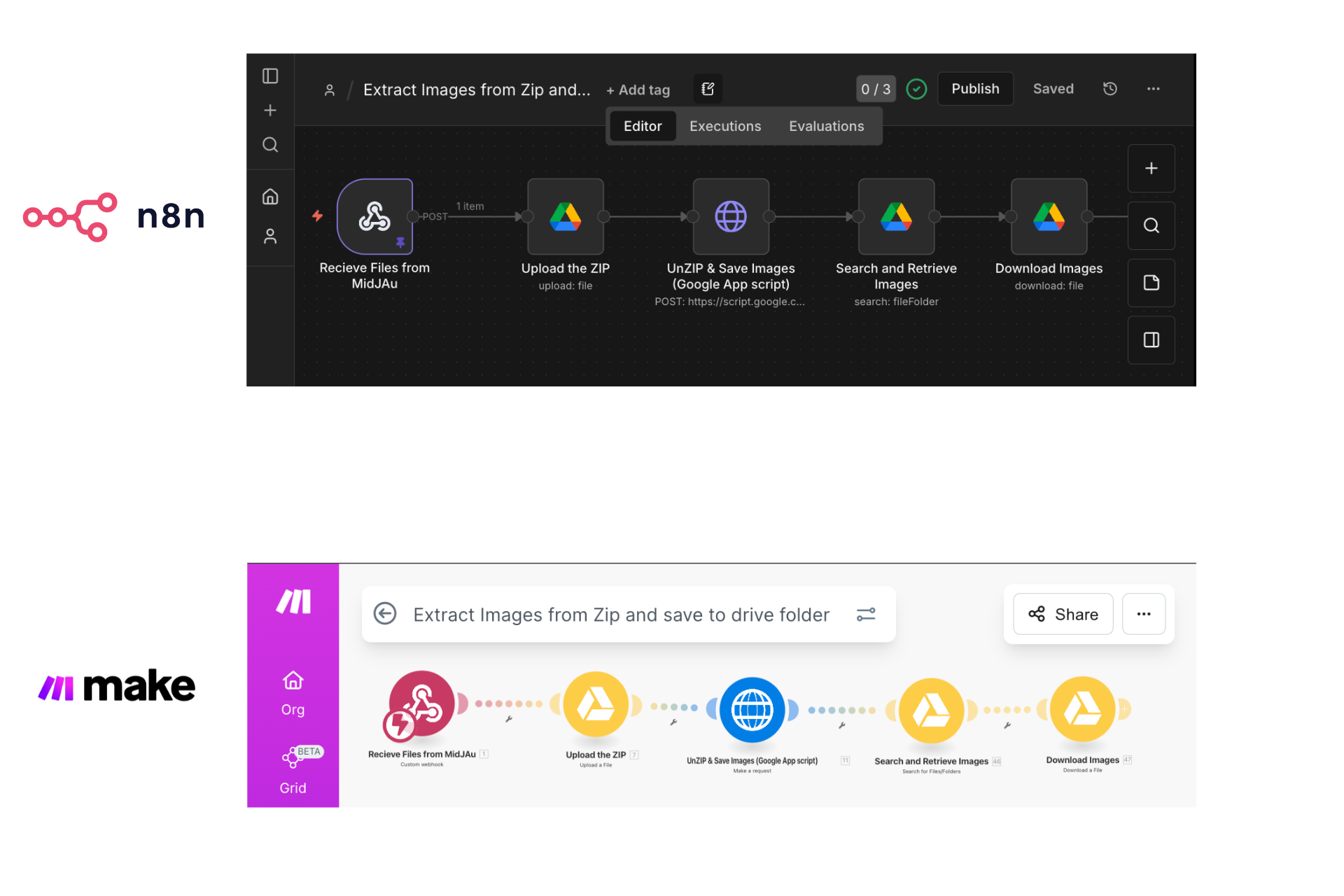 Extract Images from Zip and save to drive folder